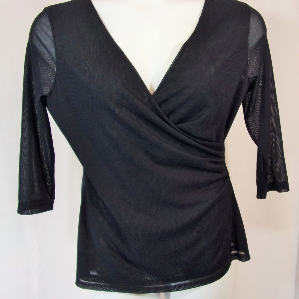 Coldwater Creek Navy Crisscross Knit Top Size M